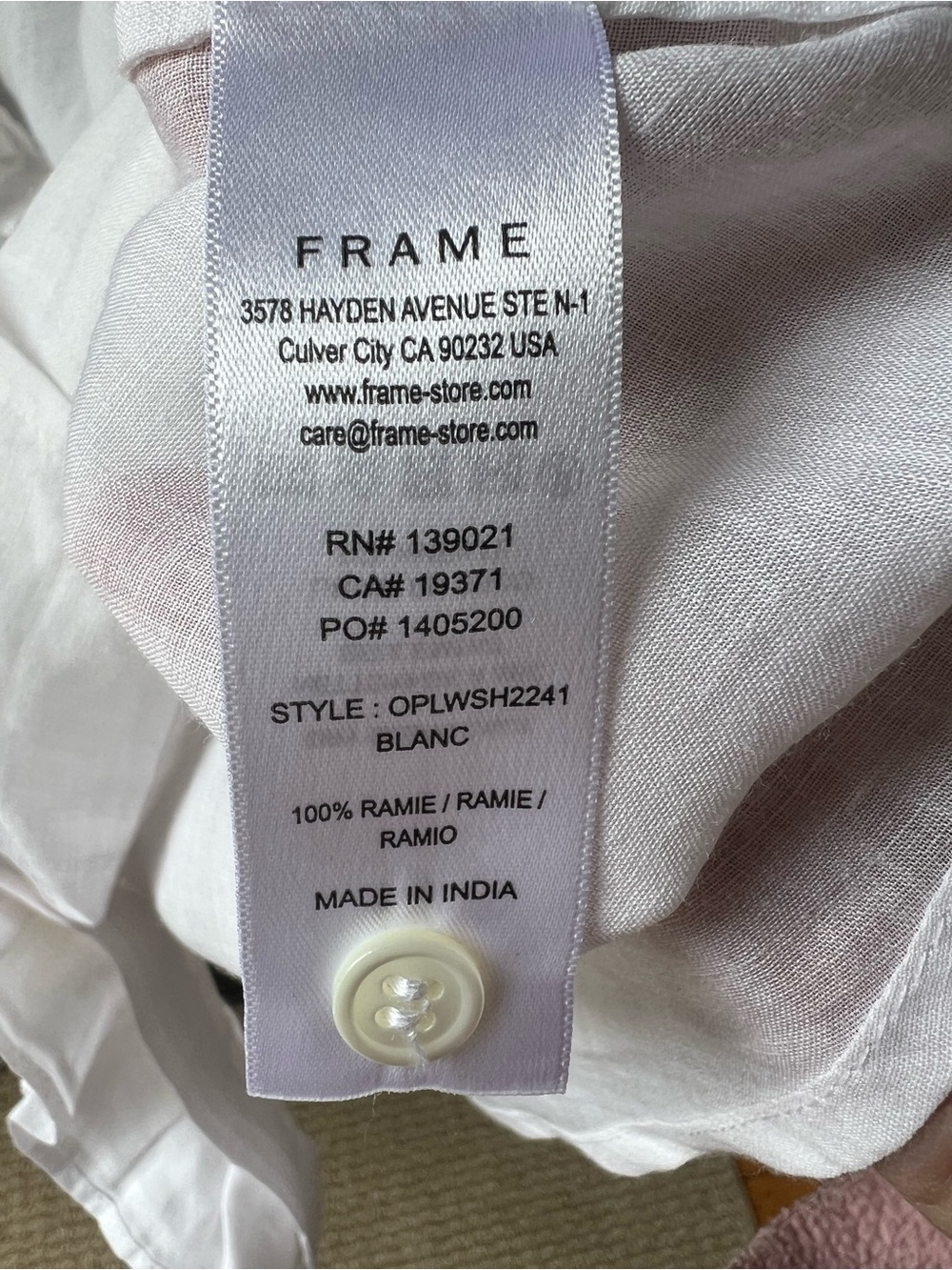 Frame Denim White Ruffle V-Neck Blouse - Picture 6 of 6